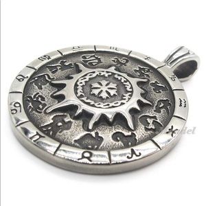 Stainless Steel Zodiac pendant w/ Stainless chain